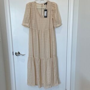 Nasty Gal Beige Checkered Dress NWT